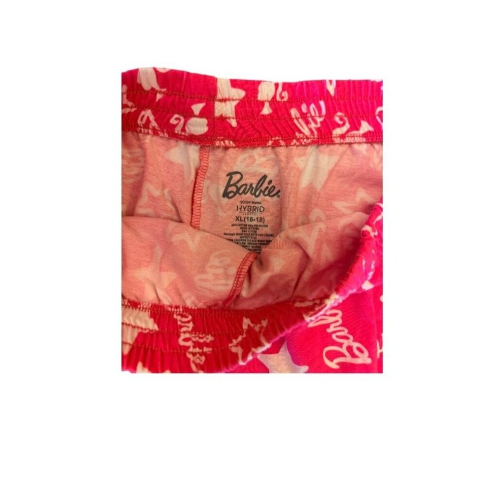Barbie Pink Pajama Set With Striped Top & Printed Shorts XL 16-18 - Picture 10 of 10